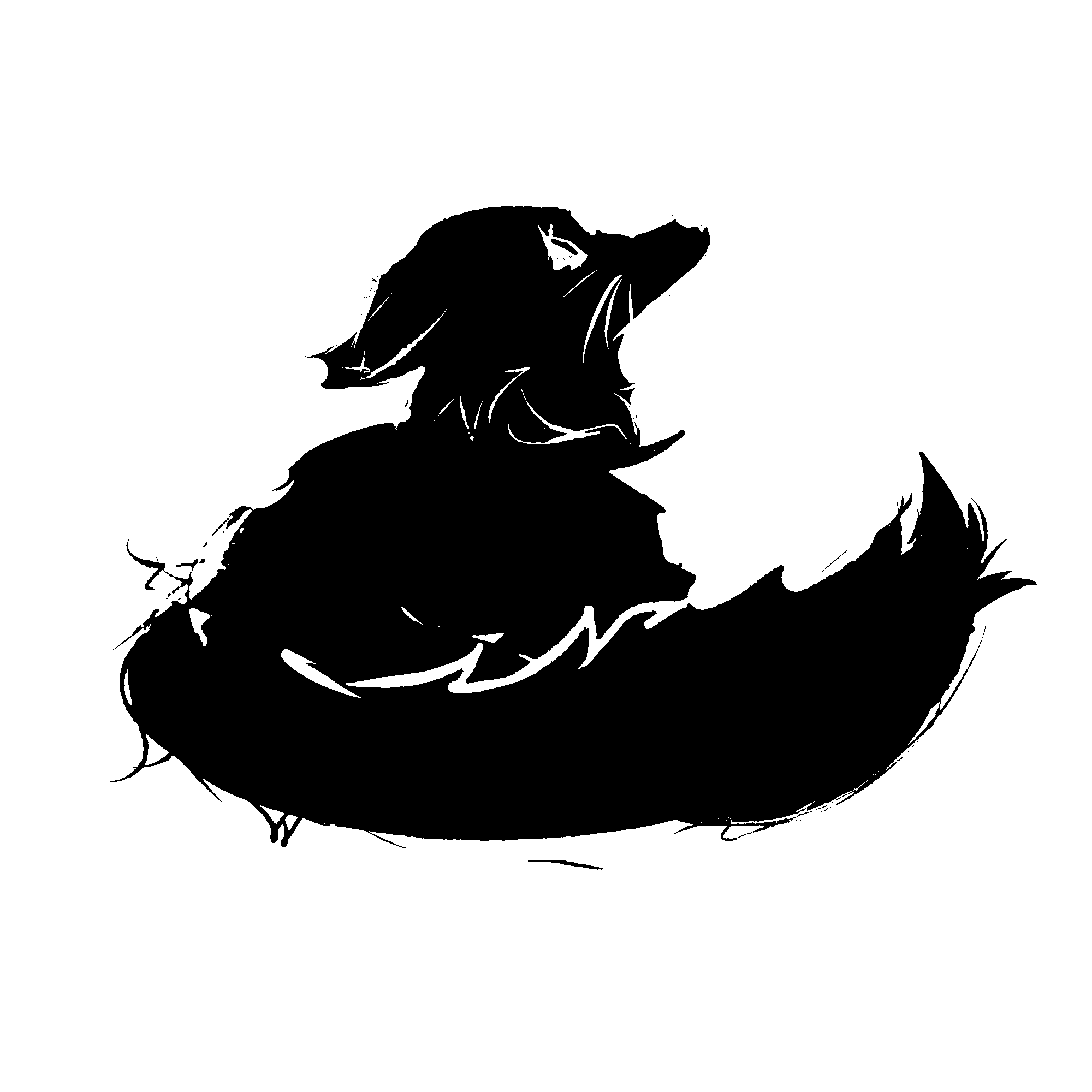 Author photo--black on white digital illustration of a fox looking to the sky in wonder. Edit of original, a commission by @iggydrawing, 2025. No rights reserved. Original artist requests credit. Edit and title ("Fuchs") by Alex E. Bradley.
